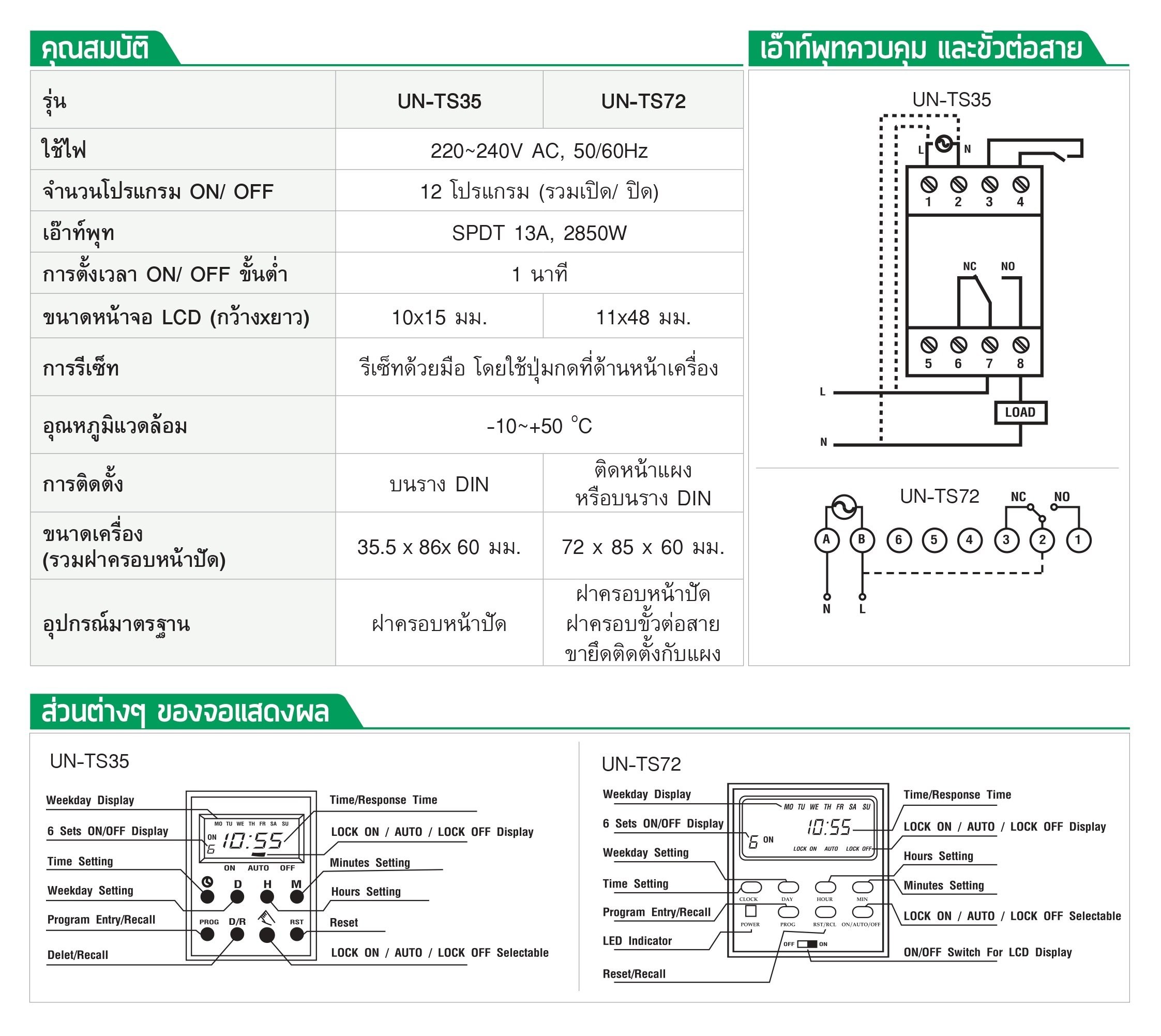 UN-TS72 นาฬิกาตั้งเวลาแบบดิจิตอล - บริษัท แสงชัยมิเตอร์ จำกัด